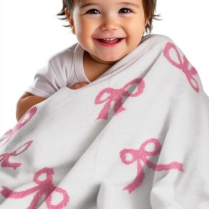 Luxape Baby Swaddle Blanket Pink Bows Polyester-0