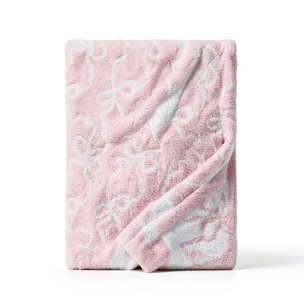 Luxape Pink Bow Throw Blanket Polyester Soft-1